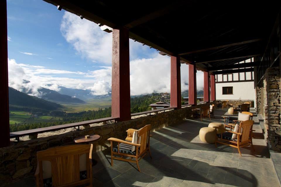 Aussichtsterrasse, Gangtey Lodge, Bhutan Privatreise