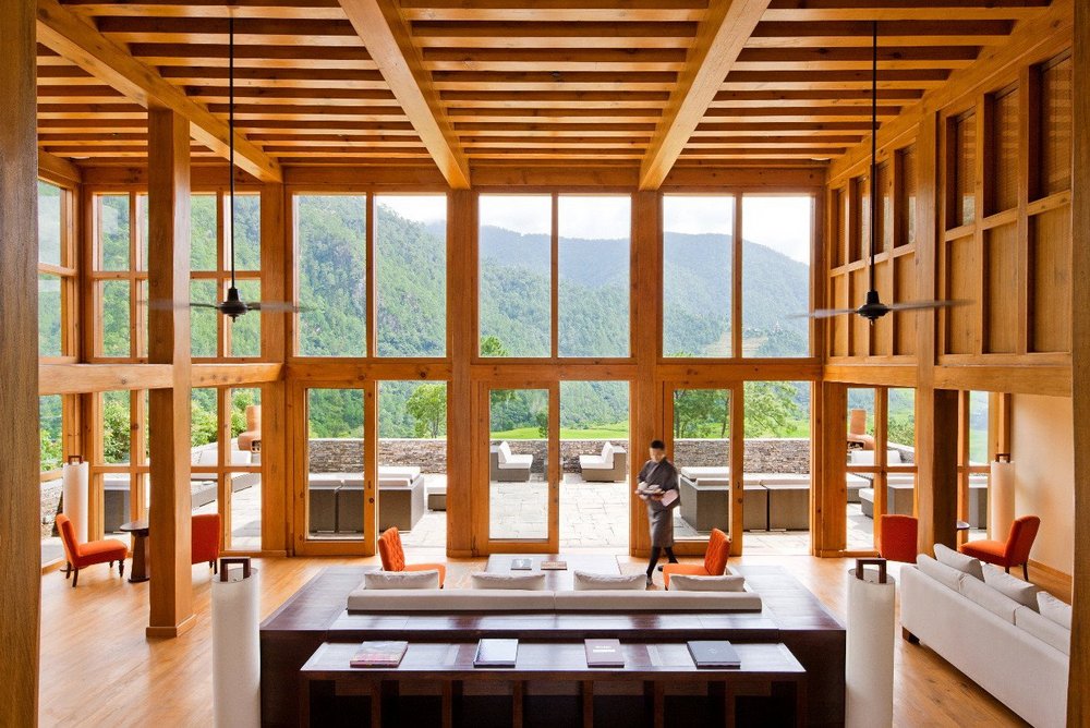 Privatreise Bhutan, Aufenthaltsbereich, COMO Uma Punahka, Bhutan