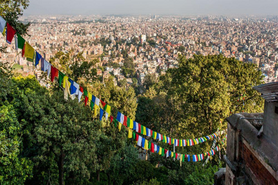 Panorama von Kathmandu, Bhutan und Nepalreise
