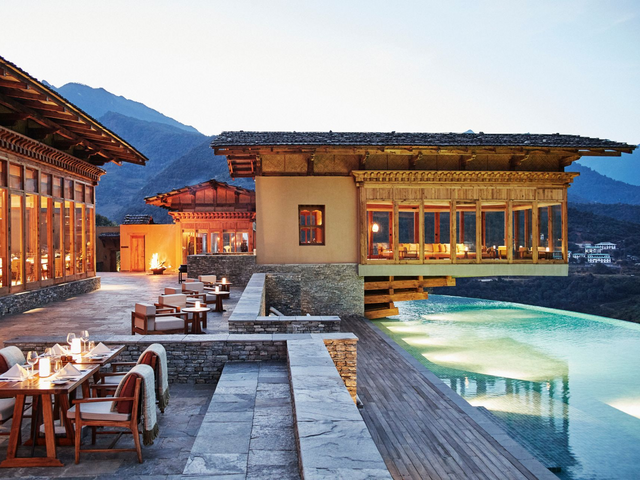 Pool, Six Senses Punakha, Bhutan Luxusreise