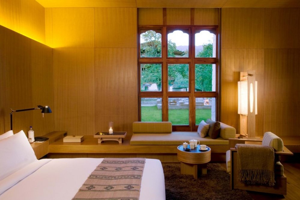 Luxusreise Bhutan, Luxus-Schlafzimmer, Amankora Bumthang, Bhutan